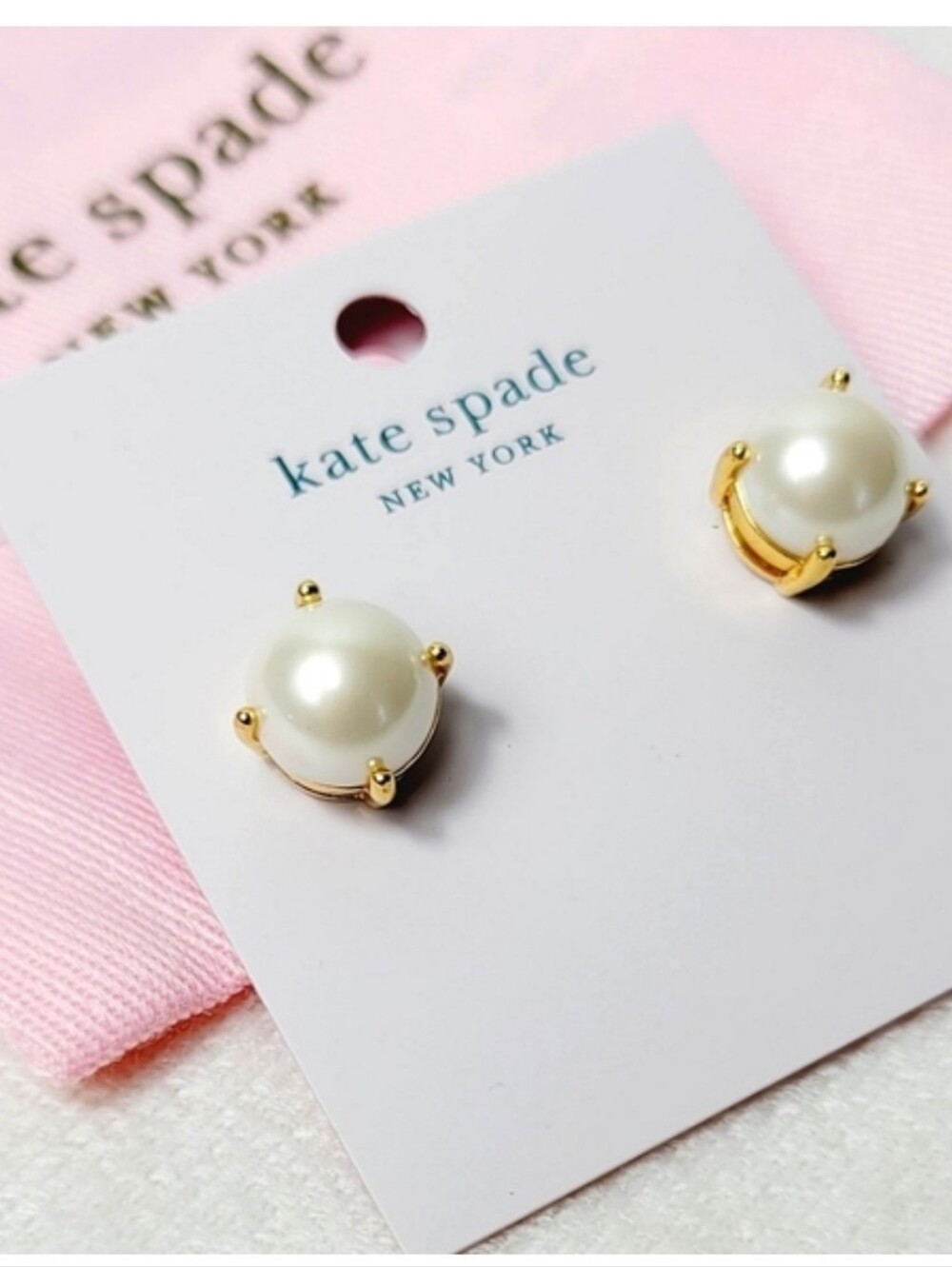 kate spade White Pearl and Gold-Tone Stud Earrings